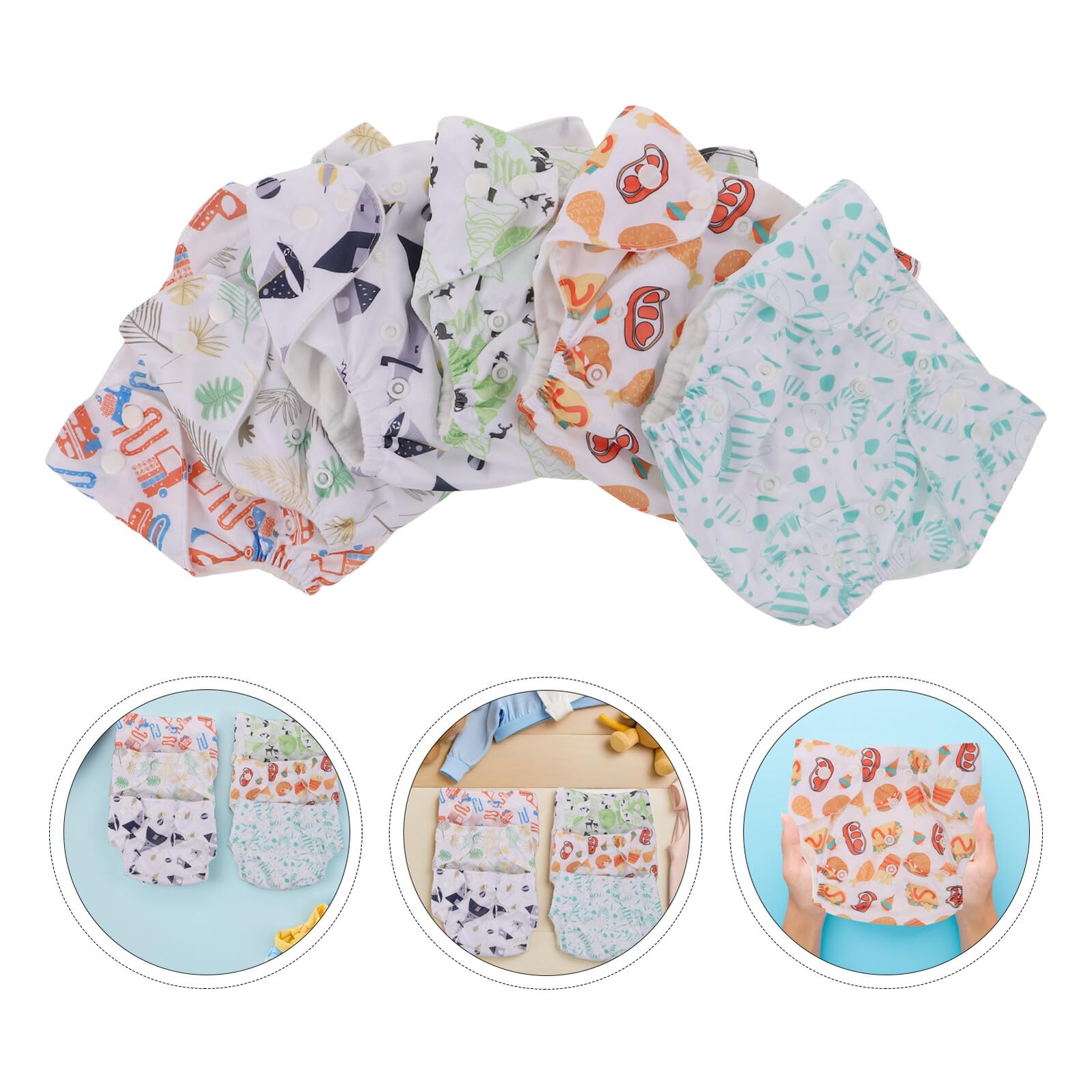 Pañales Reutilizables para Ñiño con Broches Ajustables, 6 Piezas Estampadas de Dibujos Animados, Absorbentes y Lavables, Pantalones de Entrenamiento para Ir al Baño, Talla