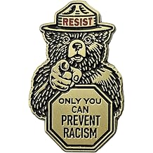 RESIST Smokey Bear Enamel Pin, Only You Can Prevent Racism Antifa Activism Brooch, Hat Pin