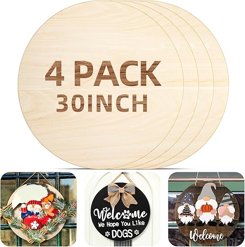 Jetec 4 círculos redondos de madera de 30 pulgadas para manualidades, recortes de madera, discos de madera sin terminar, redondos de madera para disponible en Yaxa El Salvador