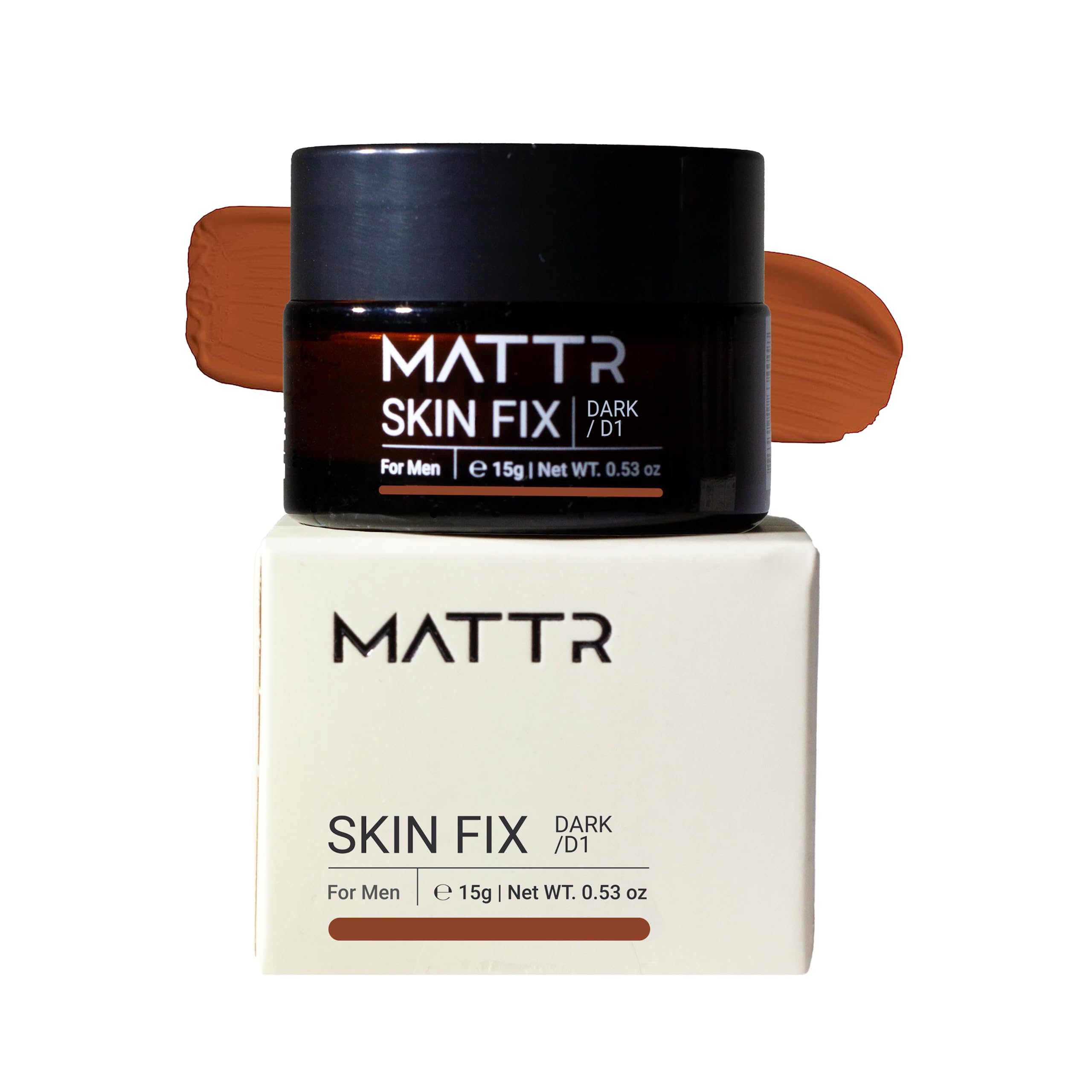 MATTR Skin Fix - Cosmetic Solutions for Men - Concealer & Skin Balancing Formula for Uneven Complexions - Cover Fine Lines, Under-Eye Bags, Blemishes - Vegan Makeup - Travel-Size Jar - 15g (D1)