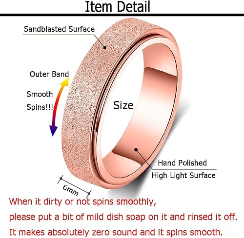 Miniatura 5 de MHWTTY Anillo de ansiedad para mujer anillo giratorio para aliviar la ansiedad anillos para ansiedad juguetes para aliviar la ansiedad juguetes para