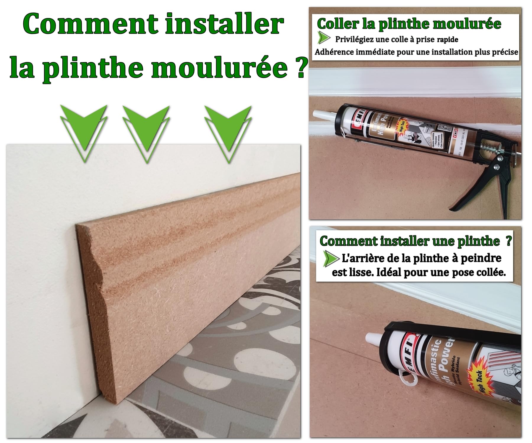 MadeInNature Battiscopa modellata per dipingere, in legno MDF naturale, battiscopa per modanatura stile Luigi XV, altezza 10.8 cm, fabbricazione francese, lunghezza a scelta (naturale, 20 metri)