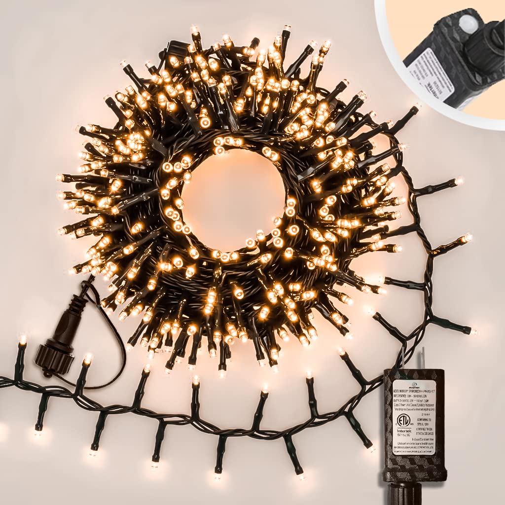 gresonic Christmas String Lights Outdoor Indoor Decoration, 750 LED 49.2ft Extendable Green Wire with 8 Modes, Waterproof Fairy String Lights for Xmas Tree Holiday Party Garden