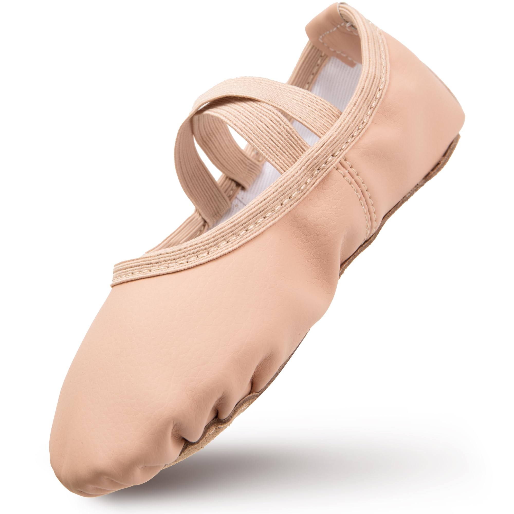 Aiseyi Zapatillas de ballet para niña, de piel, forro de algodón grueso, suela de piel completa, zapatos de danza, correas precosidas, zapatillas de ballet