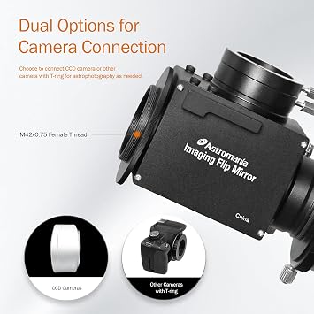 Astromania 1.25 Inch Flip Mirror for Telescope, Precise Focusing & Centering Telescope Accessories with Camera & Eyepiece for Simultaneous Real Time Astronomical Naked-Eye Viewing & Astrophotography