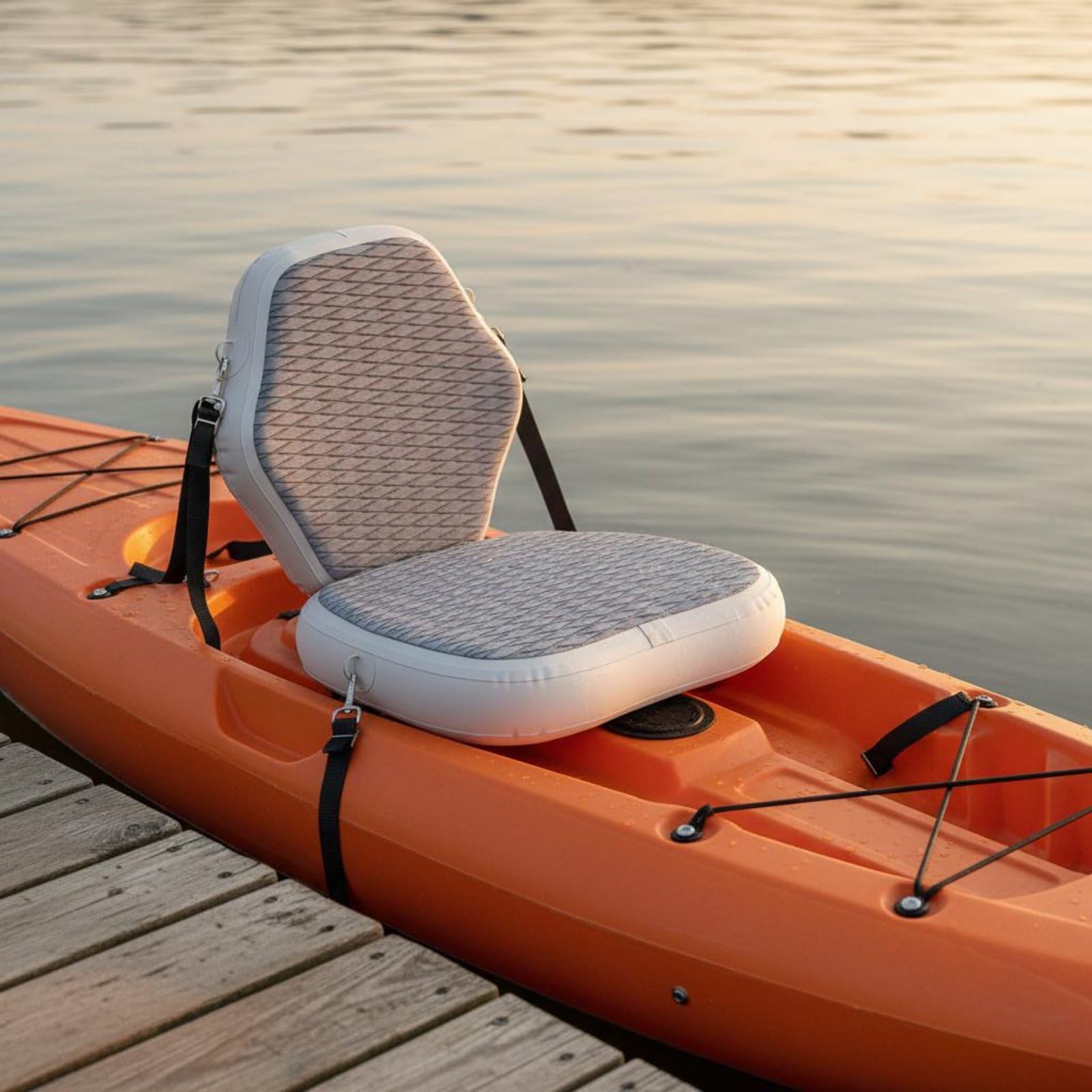 Amagogo Asiento de Kayak Inflable con Respaldo Cojín Silla y Soporte Estructura Estable con Superficie Texturizada Cuatro Correas Regulables y Ganchos Diseño