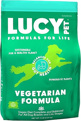 Lucy Pet - Alimento vegetariano para perros, 5 libras, vegano, alimentado por plantas