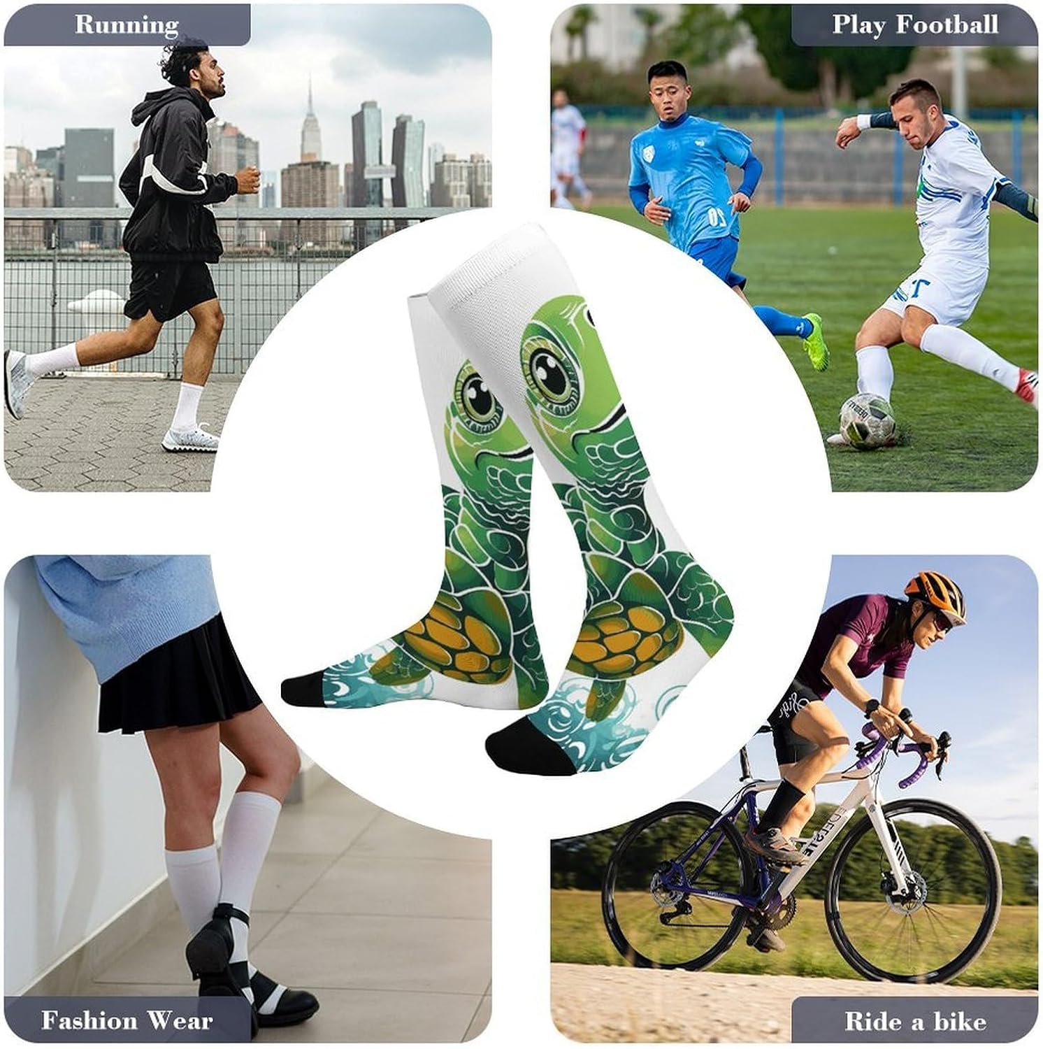 Sea Turtle Knee High Soccer Socks Moisture Wicking