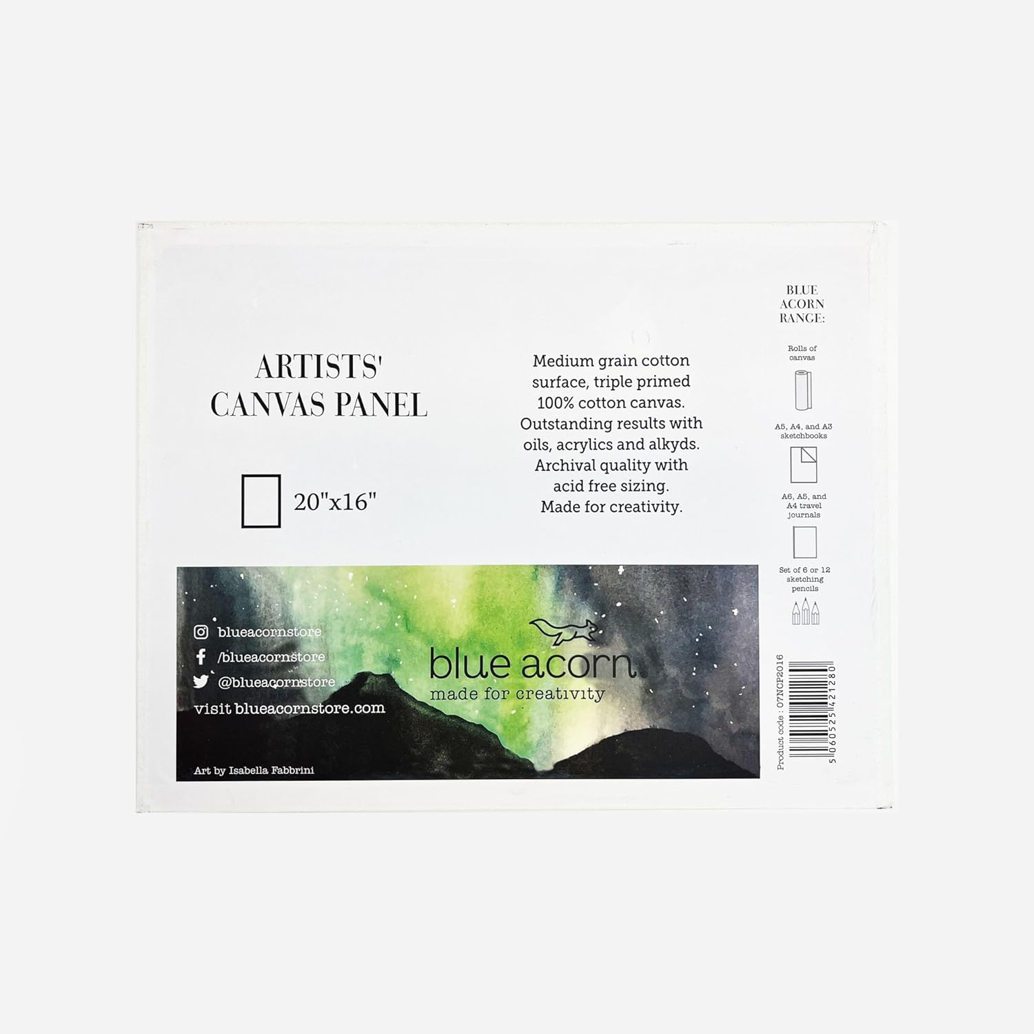 Artists Canvas Board - 16x20 inches (406 x 508 mm), 100% Cotton, Triple Primed, Acid-Free - Premium Quality, Ready-to-Use Canvas Panel for Painting and Artwork