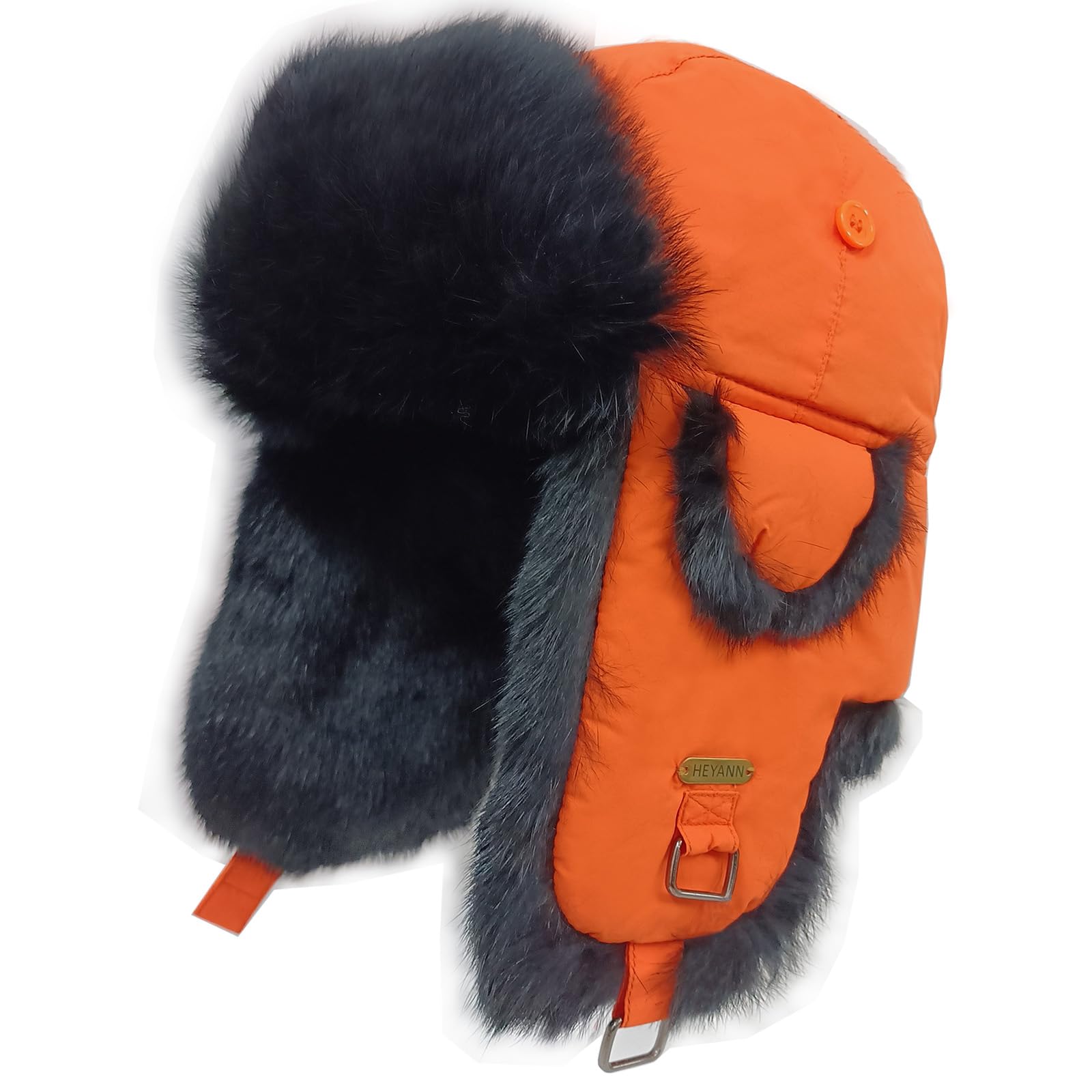 Winter Trapper Hat for Men Women Warm Soft Russian Ushanka Hat Real Rabbit Fur Aviator Bomber Hats Winter Hats with Ear Flaps