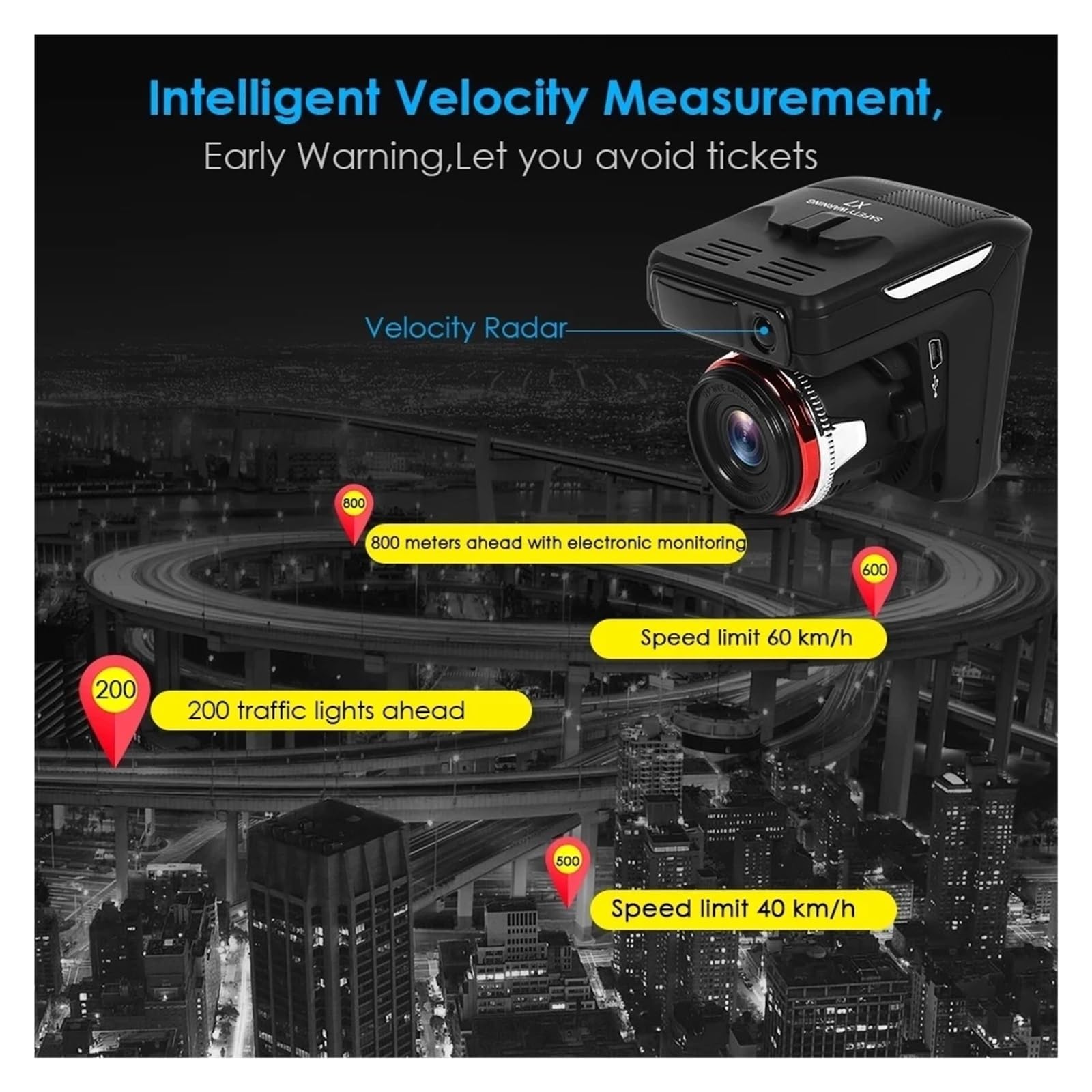 Detector De Radar For Coche 3 En 1, Cámara De Salpicadero, Grabadora De Vídeo, Rastreador GPS, 2,4 "TFT FD 1080P, Tacógrafo, Dispositivo De Advertencia De Tráfico