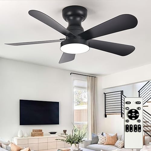Miniatura 31 de Depuley Ventilador de techo moderno con luz: ventiladores pequeños blancos de 42 pulgadas para dormitorio interior y exterior - Ventiladores de