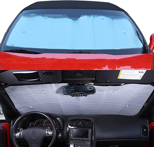 Miniatura 7 de Parasol para parabrisas de automóvil, reflector de rayos UV, compatible con Chevrolet Corvette C6 2005-2013 para ventana delantera, parasol plegable