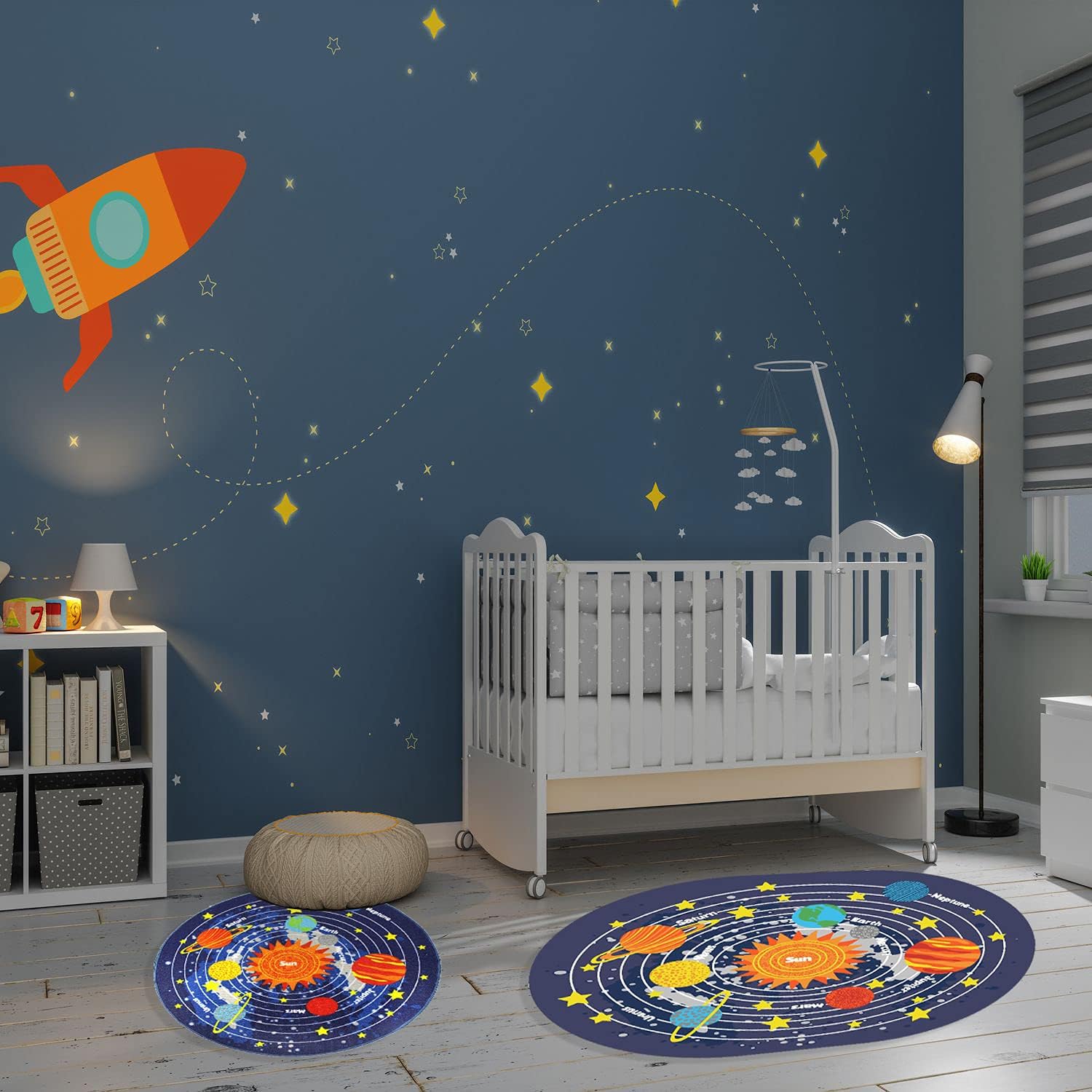Blасk Frіdау - 60% оƒƒ Kids Round Carpet Rugs Children's Fun Educational Learning Carpet Playmat Space Area Rug for Boys Girls Playroom Bedroom (79 Round, Round Solar)