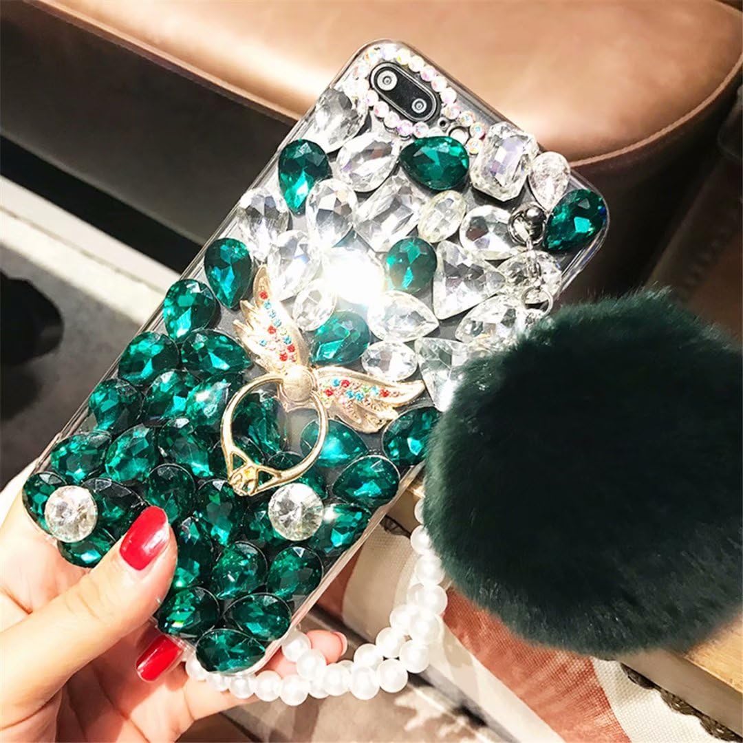 Glitter Case for Galaxy S22 Ultra,Handmade 3D Bling Sparkle Luxury Shiny Rhinestone Diamond Gemstone Women Girls Case for Samsung Galaxy S22 Ultra 6.8 inch 2022(Angel Blue) image 4
