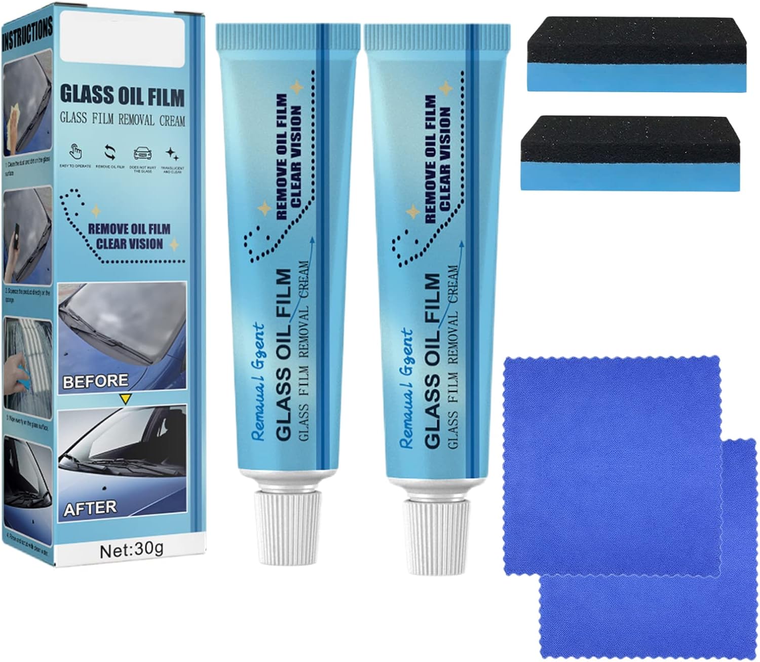 Car Glass Oil Film Cleaner, Stain Remover for Car Glass, Car Windscreen
