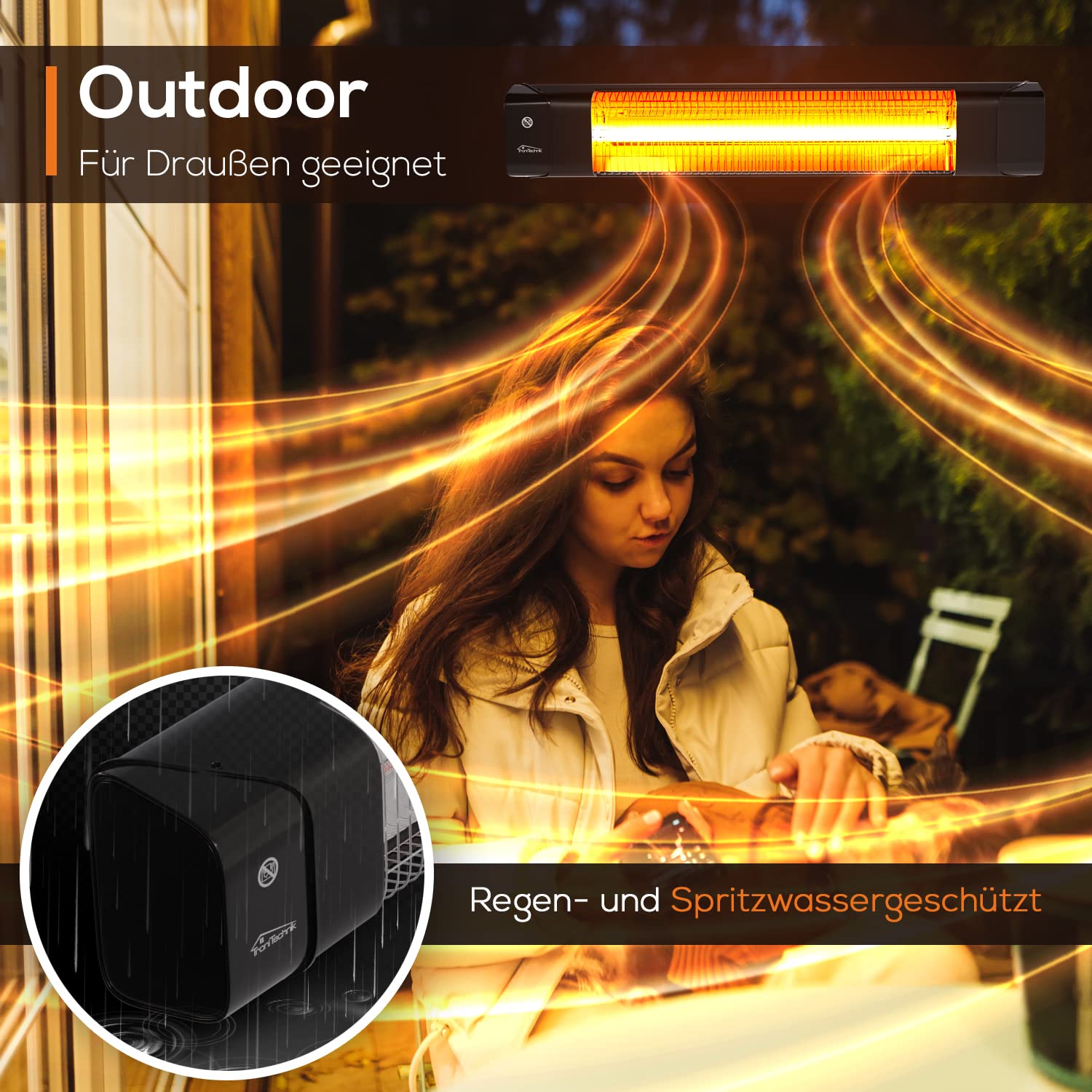 Tronitechnik® Infrarot Heizstrahler mit Fernbedienung Wärmestrahler Terrassenstrahler Innen & Außen Wand-Heizstrahler Standheizer Terrasse-Strahler Terrassen-Heizer mit LED-Anzeige energiesparend
