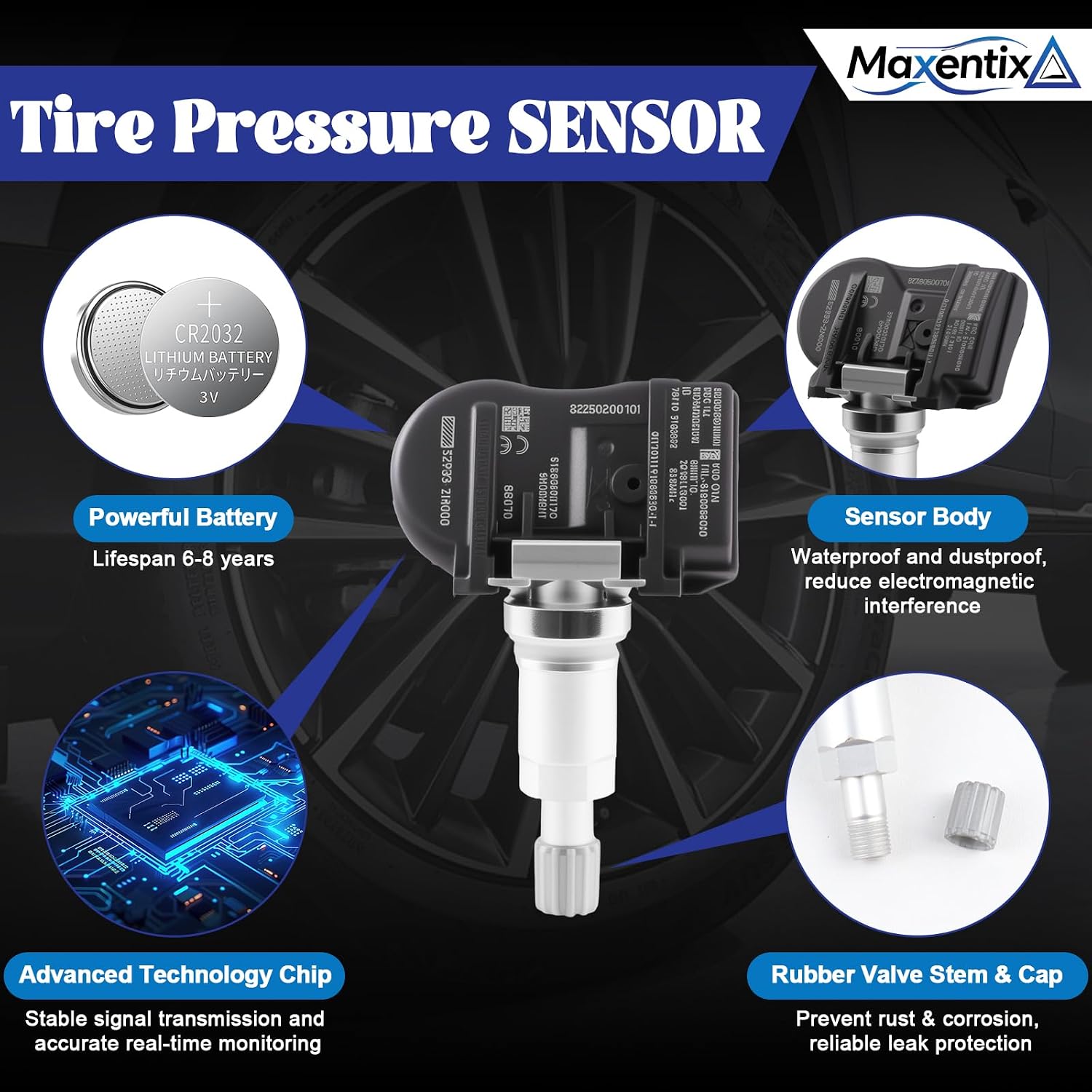 529332M000 Upgraded 315MHz TPMS Sensor Tire Pressure Monitoring Sensor Fits for:-Hyundai Sonata 2011-2014, Elantra Gt 2013-2014, Kia Optima/Sorento 2011-2015, Mitsubishi Lancer 2008-2012-4PCS