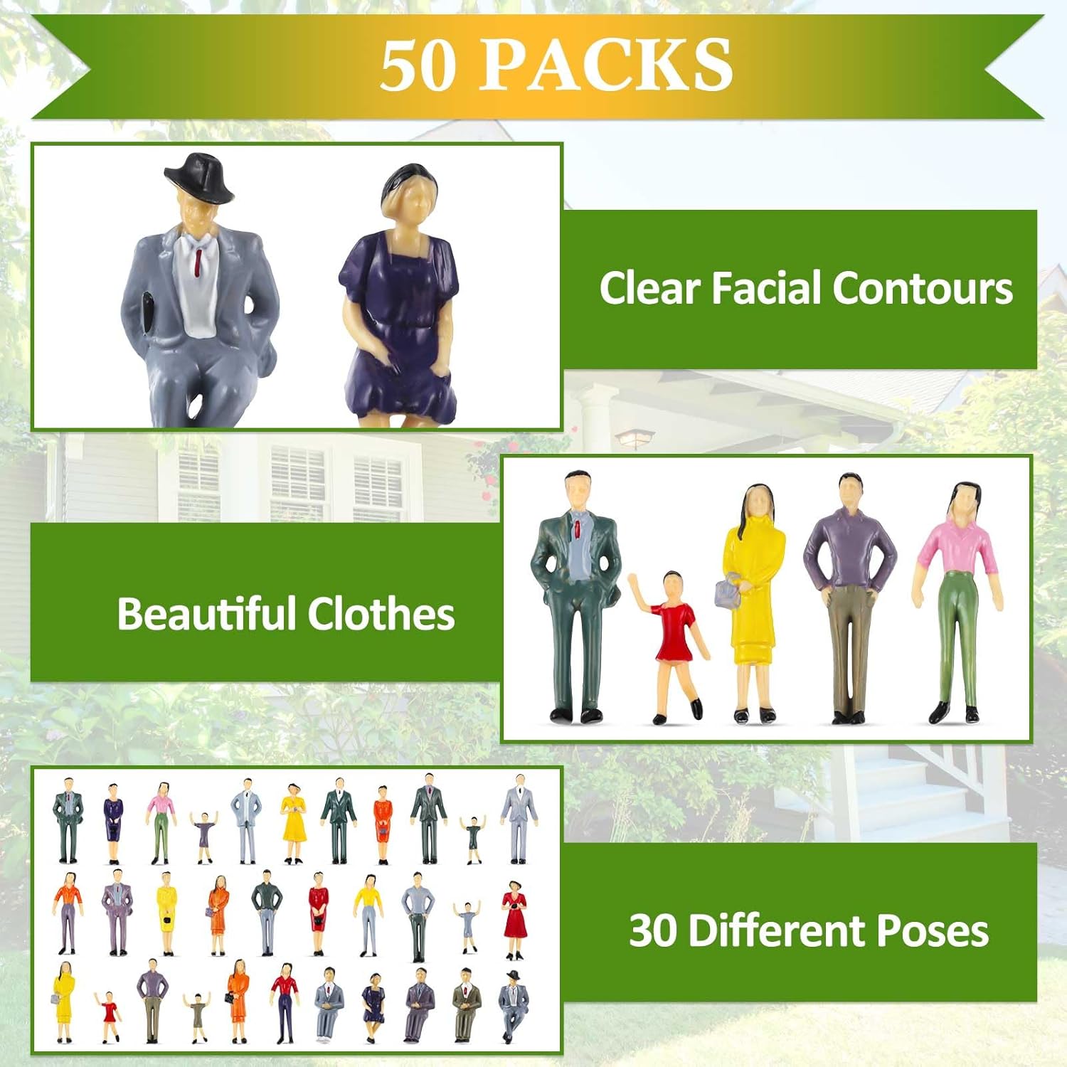 100 Pcs Mini People Figurines 1: 30 Scale Tiny People Model Miniature Sitting and Standing Little Plastic Figurines for Miniature Scenes