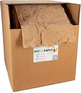IDL Packaging 12" x 175' EcoMax™ Kraft Paper Cellulose Wadding in Self-Dispensed Box - Cushioning Wrapping and Box Void Filling - Gentle Packing for Shipping, Moving, and Storing Fragile Items