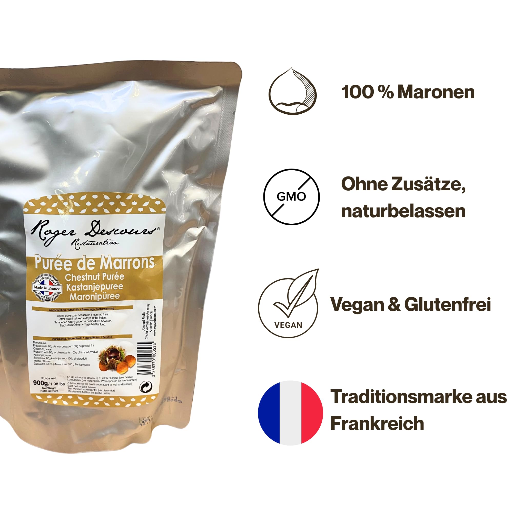 Maronenpüree 900g 3er Pack – Beilage, Suppen, Füllungen & Desserts