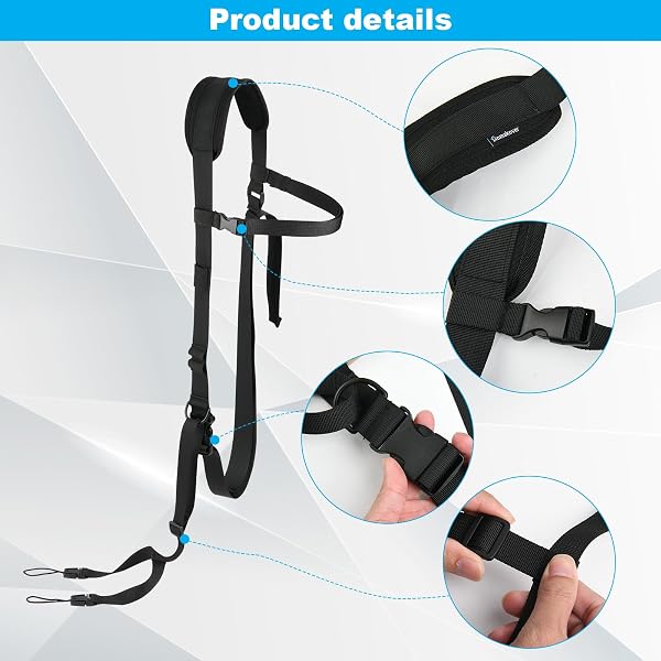 Imbracatura imbottita universale per scanner di codici a barre, morbida imbottitura, stile imbracatura, con portapenne, per scanner di codici a barre, fibbia regolabile, nero - 3