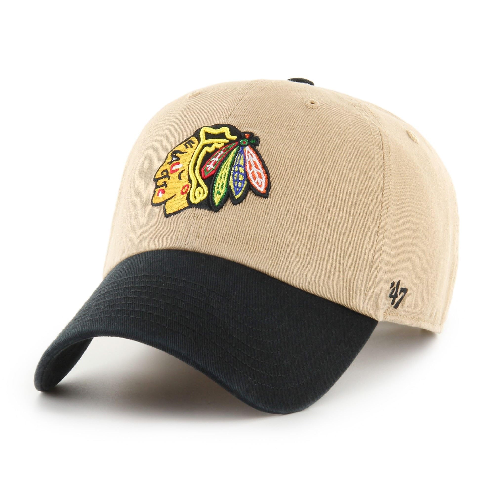 47 Chicago Blackhawks NHL Clean Up Two Tone Khaki Black Adjustable Cap — image 1