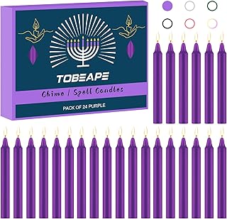 Tobeape Spell Chime Candles 24 pcs Purple Candles, 4" Tall Unscented Mini Taper Candle for Witchcraft, Wiccan Altar, Magic Tools, Rituals, Prayer, Meditation and Party Decoration