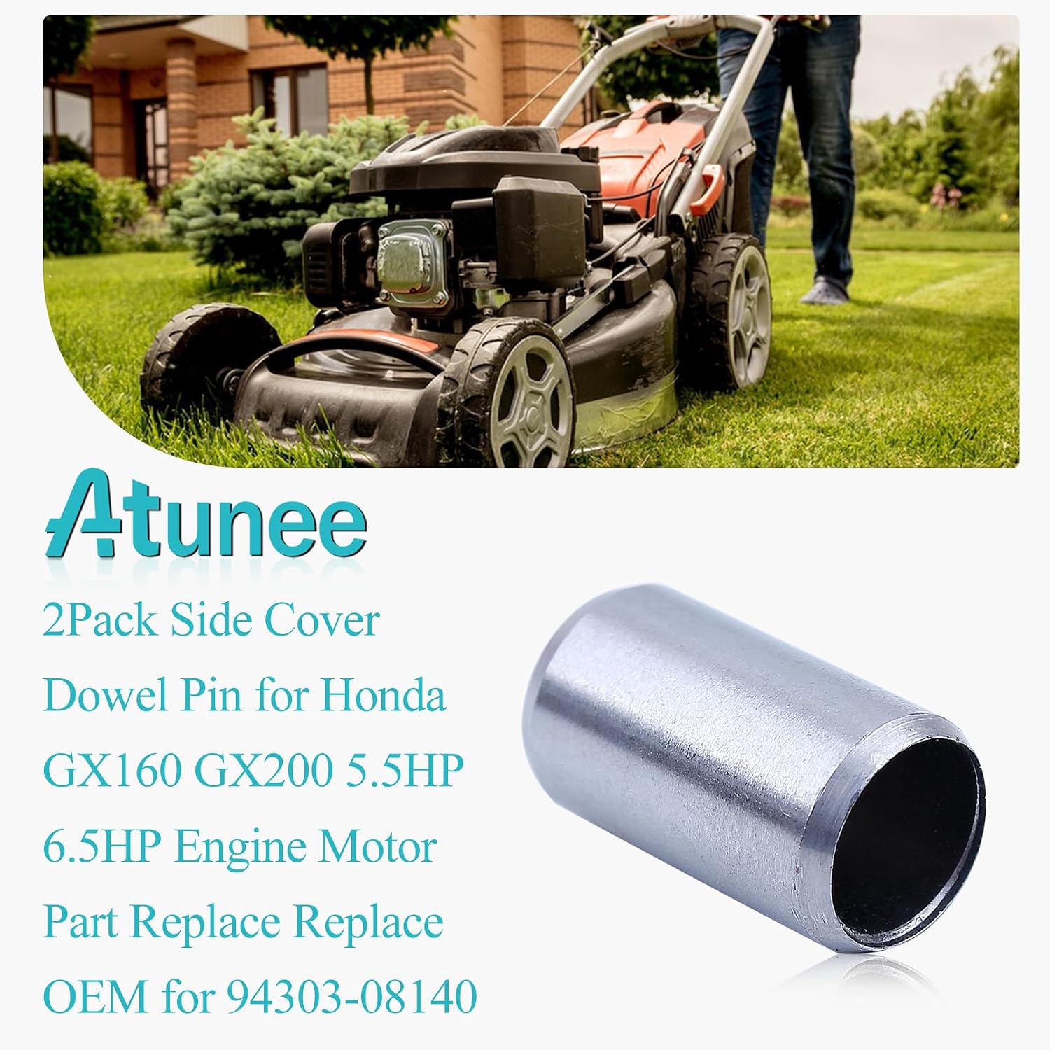 2Pack Side Cover Dowel Pin for Honda GX160 GX200 5.5HP 6.5HP Engine Motor Part Replace Replace OEM for 94303-08140