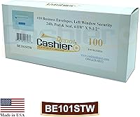 Vista 4 de 100 sobres de cajero #10 con ventana izquierda, 4 1/8 x 9 1/2 pulgadas, tejido blanco de 24 libras, teñido de seguridad, despegar y sellar, 100