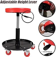 Vista 4 de Torin ATRHL6201B Asiento de garaje/taller neumático rodante resistente: Taburete mecánico acolchado ajustable con almacenamiento para herramientas