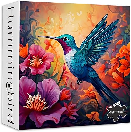 Rompecabezas de colibrí para adultos, 1000 piezas de naturaleza, arte de pájaro vintage, rompecabezas de flores de colibrí, jardín, primavera,