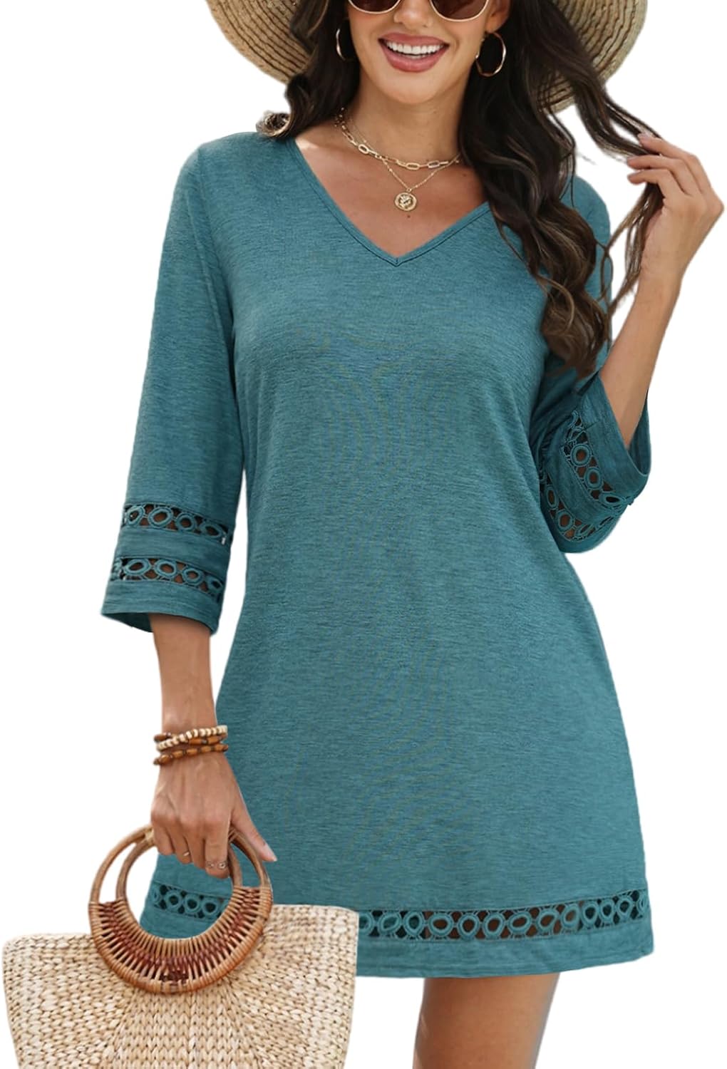 VIMPUNEC Swimsuit Coverup for Women Bathing Suit Cover Up Summer Casual Beach Dress Shirts