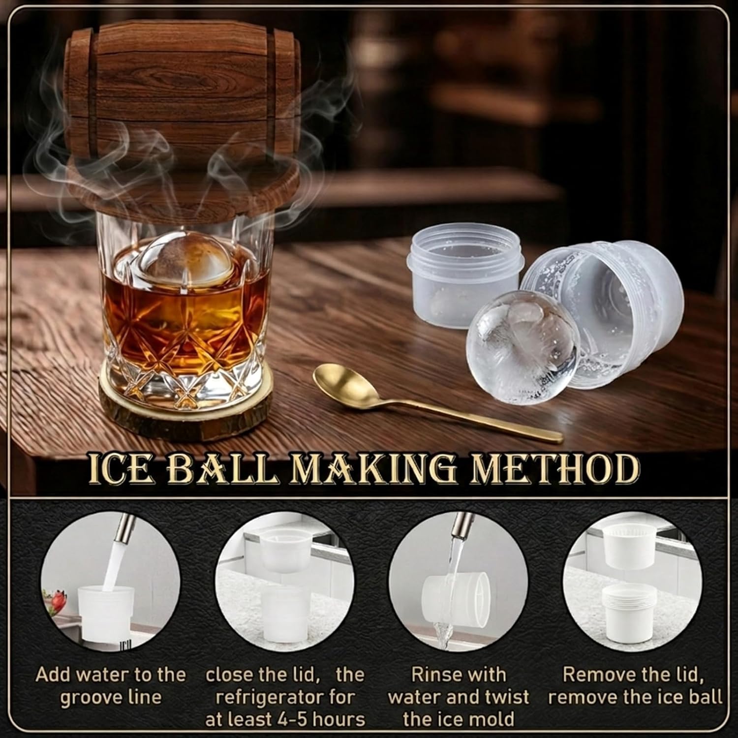 Yodel Whiskey Smoker Kit with Torch – Old Fashioned Cocktail Smoker Set with 6 Wood Chip Flavors, 2 Whiskey Glasses & 2 Ice Ball Molds – Gifts for Men, Dad, Husband & Him