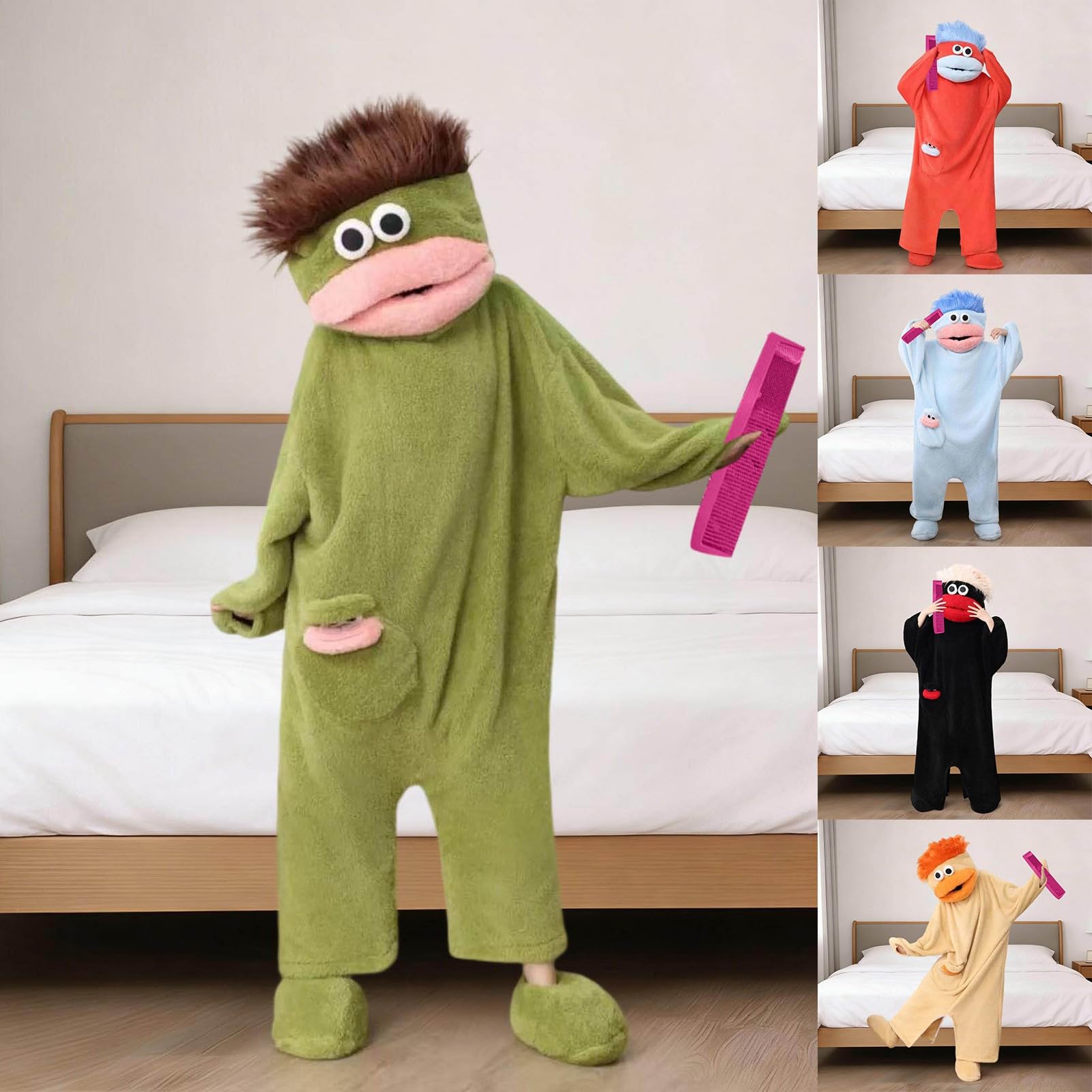Mono Tonto, Divertido Pijama Verde De Monstruo De Boca Grande, De Monstruo De Felpa Suave Y Acogedora