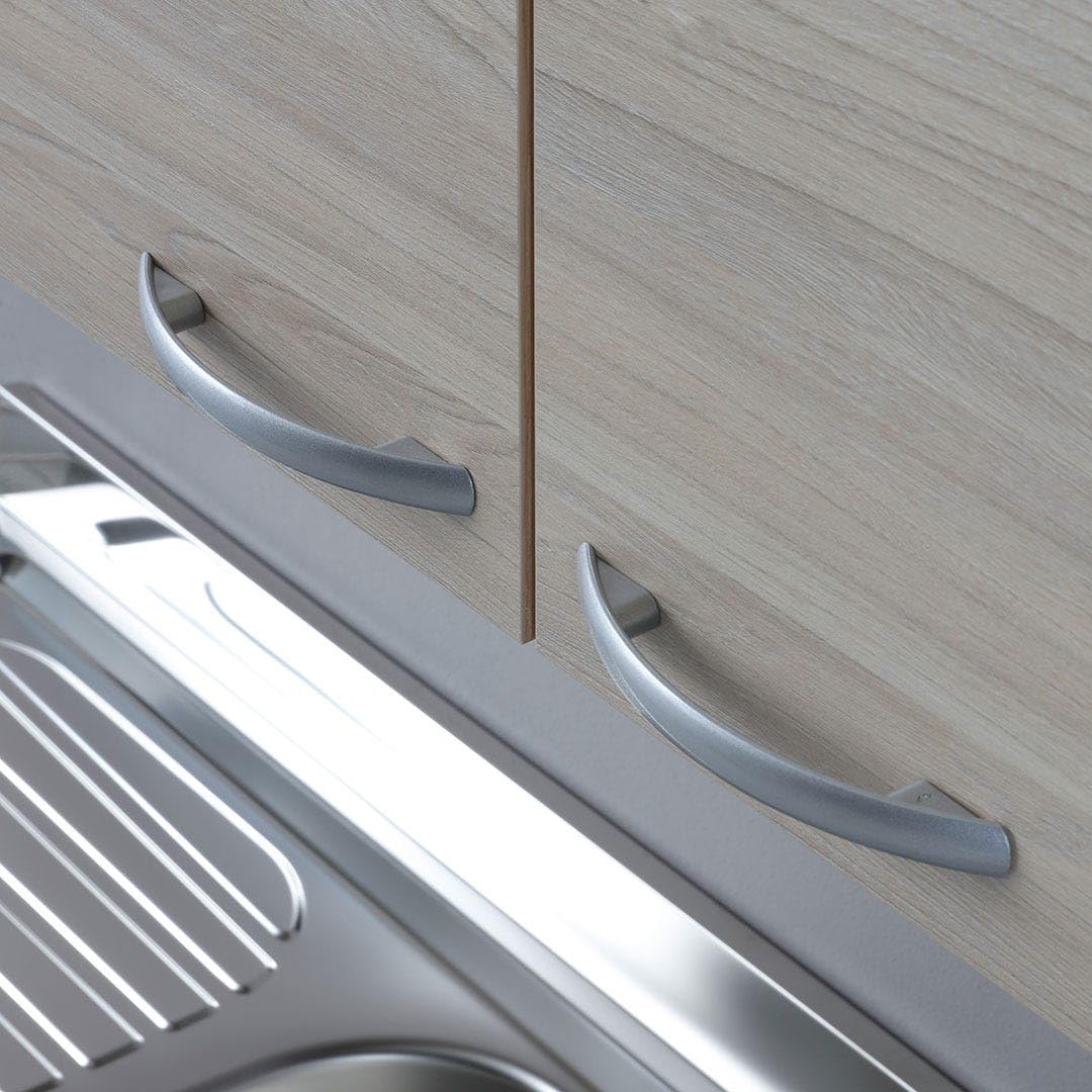 Cucina in Kit 120 cm Olmo con Mobile Sottolavabo e Pensile con 3 Ante - Design Naturale