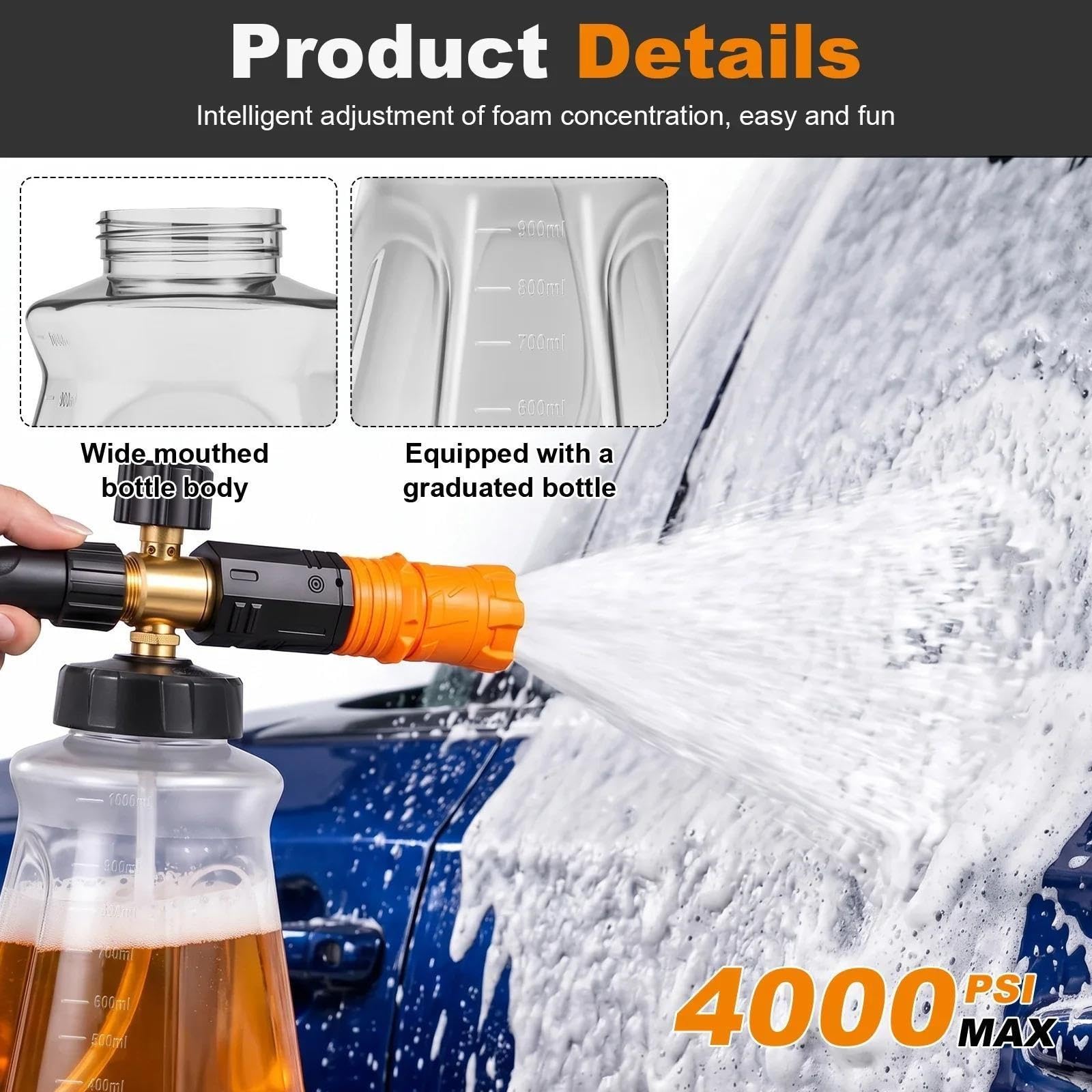 Schneeschaum-Lanze Auto, 1L, M22-14mm auf 1/4" Adapter