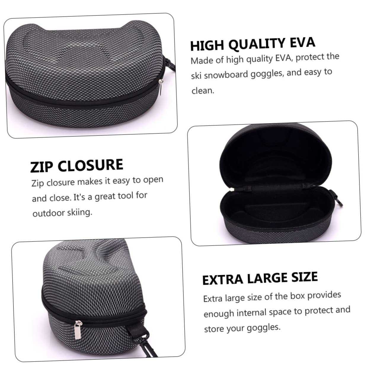 ABOOFAN 4pièces Étui De Pour Lunettes De Ski Et Goggles Boîte Rigide Élastique Et Résistante Aux Chocs Avec Fermeture Éclair