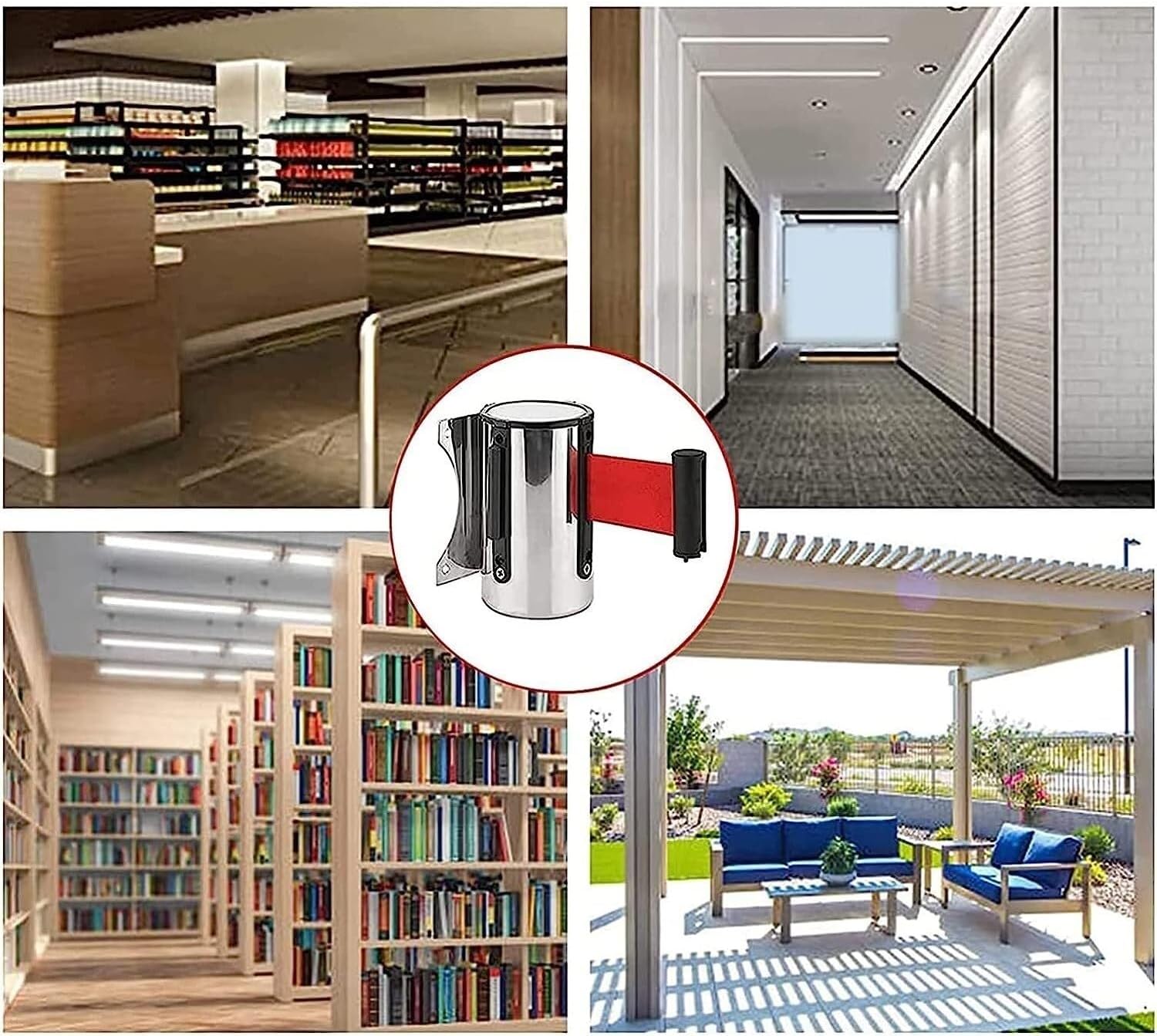 壁に取り付けられた格納式の警告ベルト ベルトバリア ベルト チェックアウトカウンター分離警告ストラップABSケース付きの2 / 3