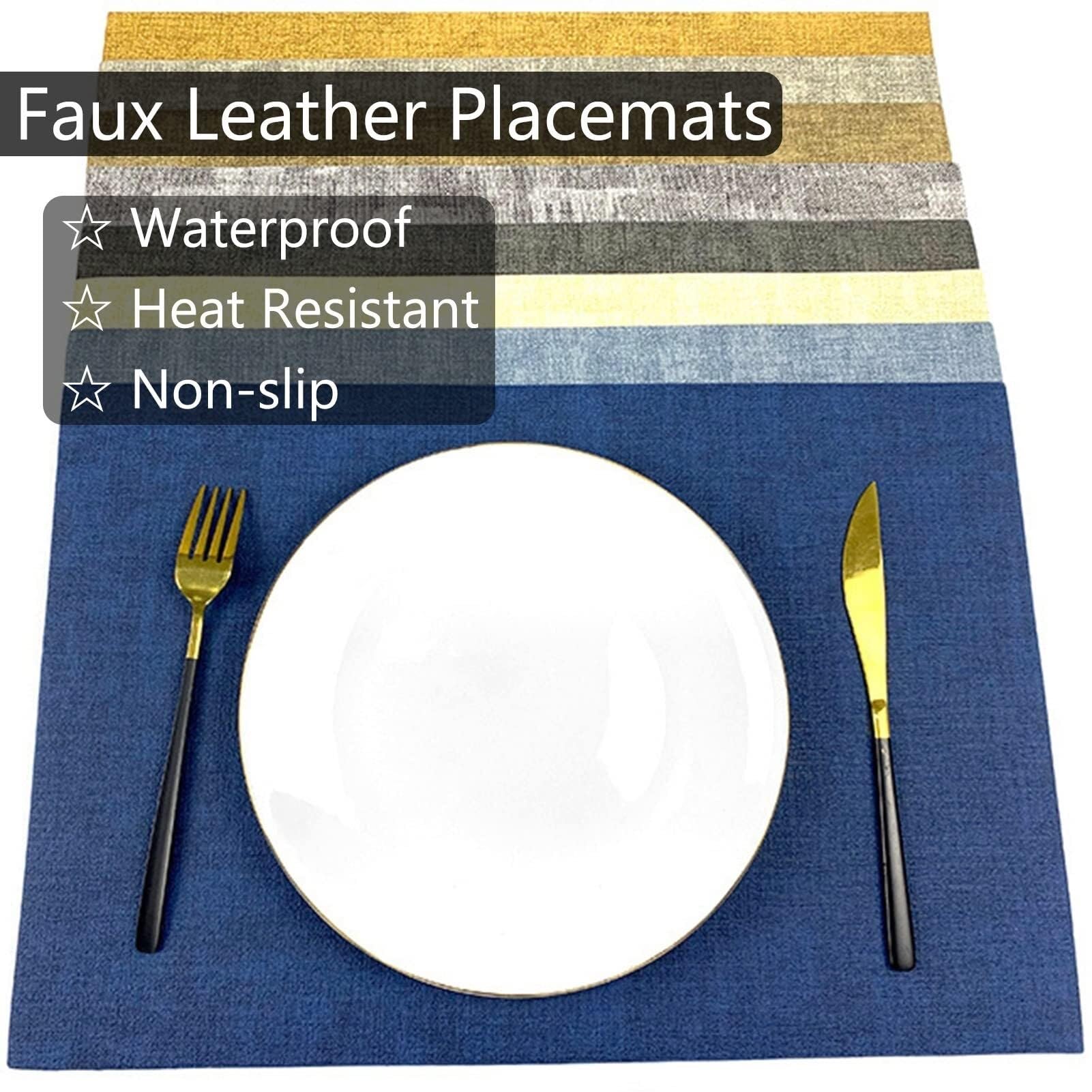 Lot de 6 sets de table en similicuir lavables résistants à la chaleur pour décoration de cuisine (gris foncé)