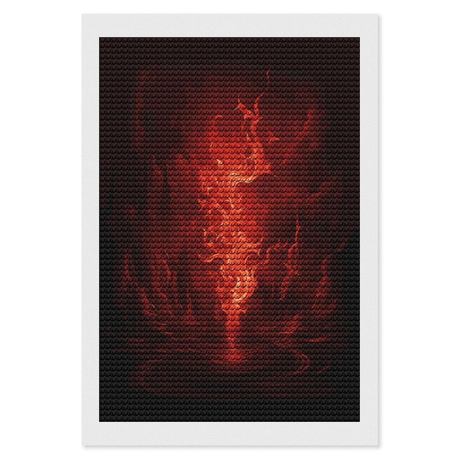 FekiLoot Red Flame Diamond Painting Kits for Beginners DIY Diamond Art Kits for Adults Full Drill Round Diamond Dot Gem Art Painting Fun DIY Crafts for Home Kitchen Wall Decor Gift 8"x12"