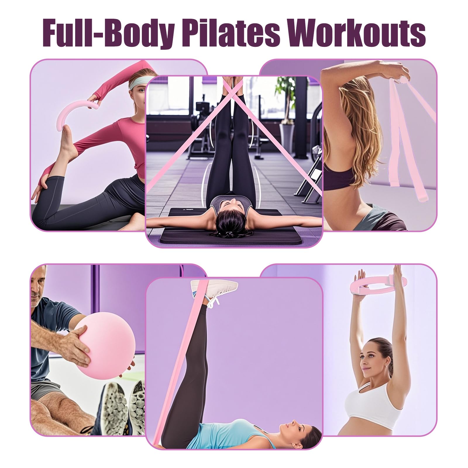 COONE Kit Pilates Maison, Anneaux De Pilates, Better Me Pilates Kit, Comprend l'anneau De Pilates Le Ballon De Yoga La Sangle D'assistance De Yoga l'anneau De Yoga pour Les Jambes