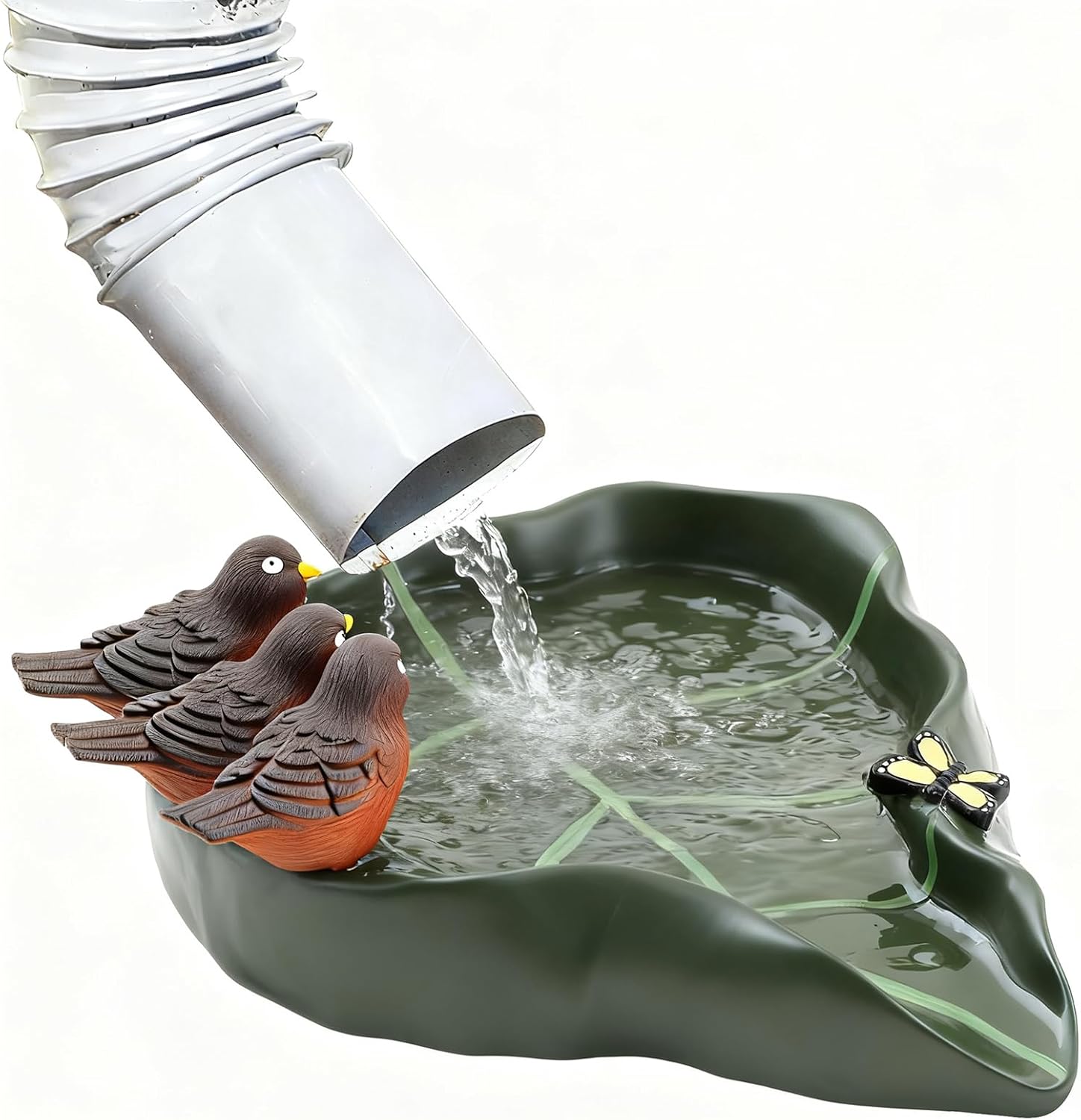 1 Pack Leaf Shaped Splash Block Gutter Downspout Extensions Rain Downspout Splash Block Rain Gutters Leaf Guard Spout Diverter for Lawn, Patio & Yard, Animal Garden Statue, 11.8 x 11.4 in