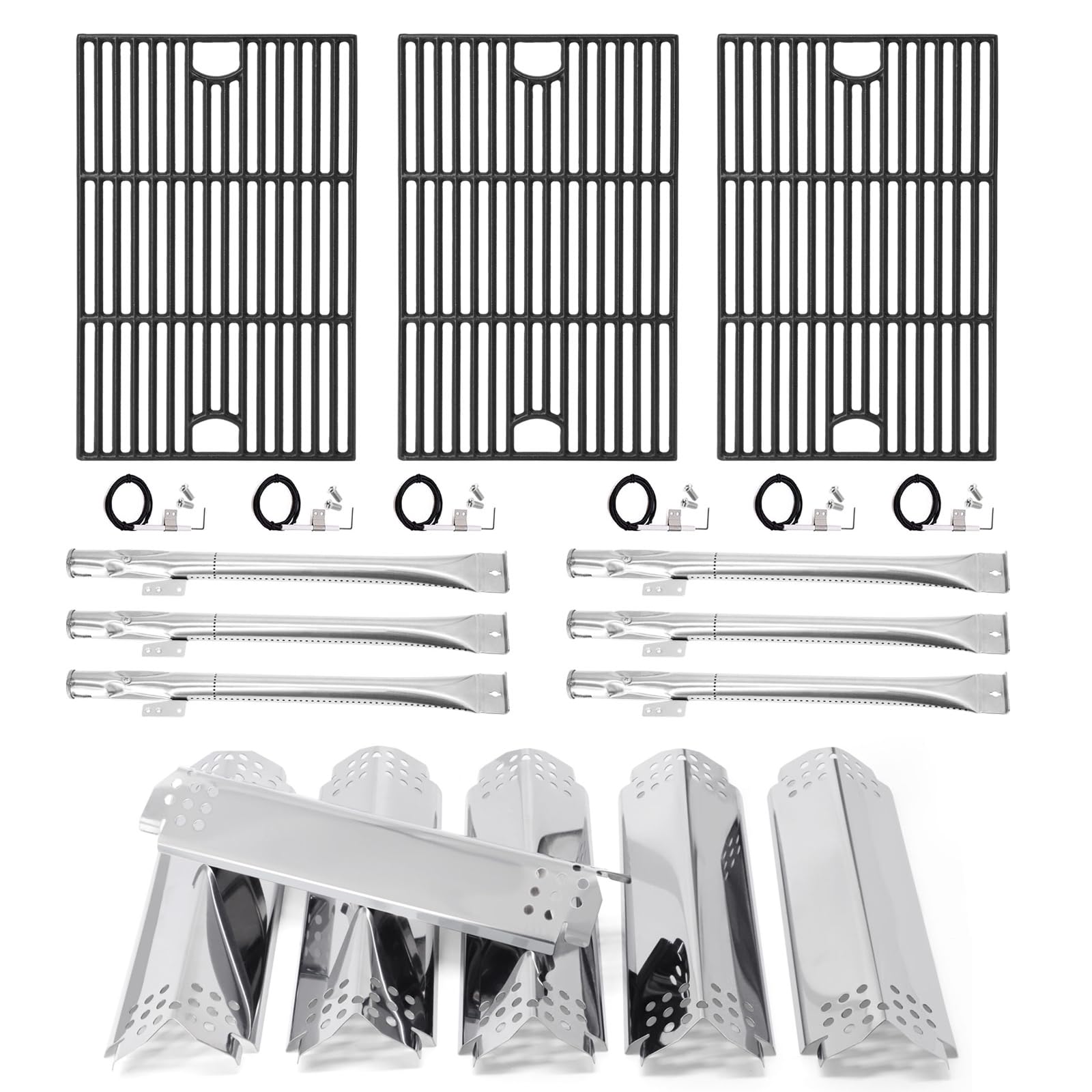 Criditpid Replacement Parts for Nexgrill 6 Burner 720-0898, 730-0898,720-0898A. Grill Grates, Heat Plates Shield, Burner Tubes and Igniter for Nexgrill Replacement Parts 6 Burner 720-0898