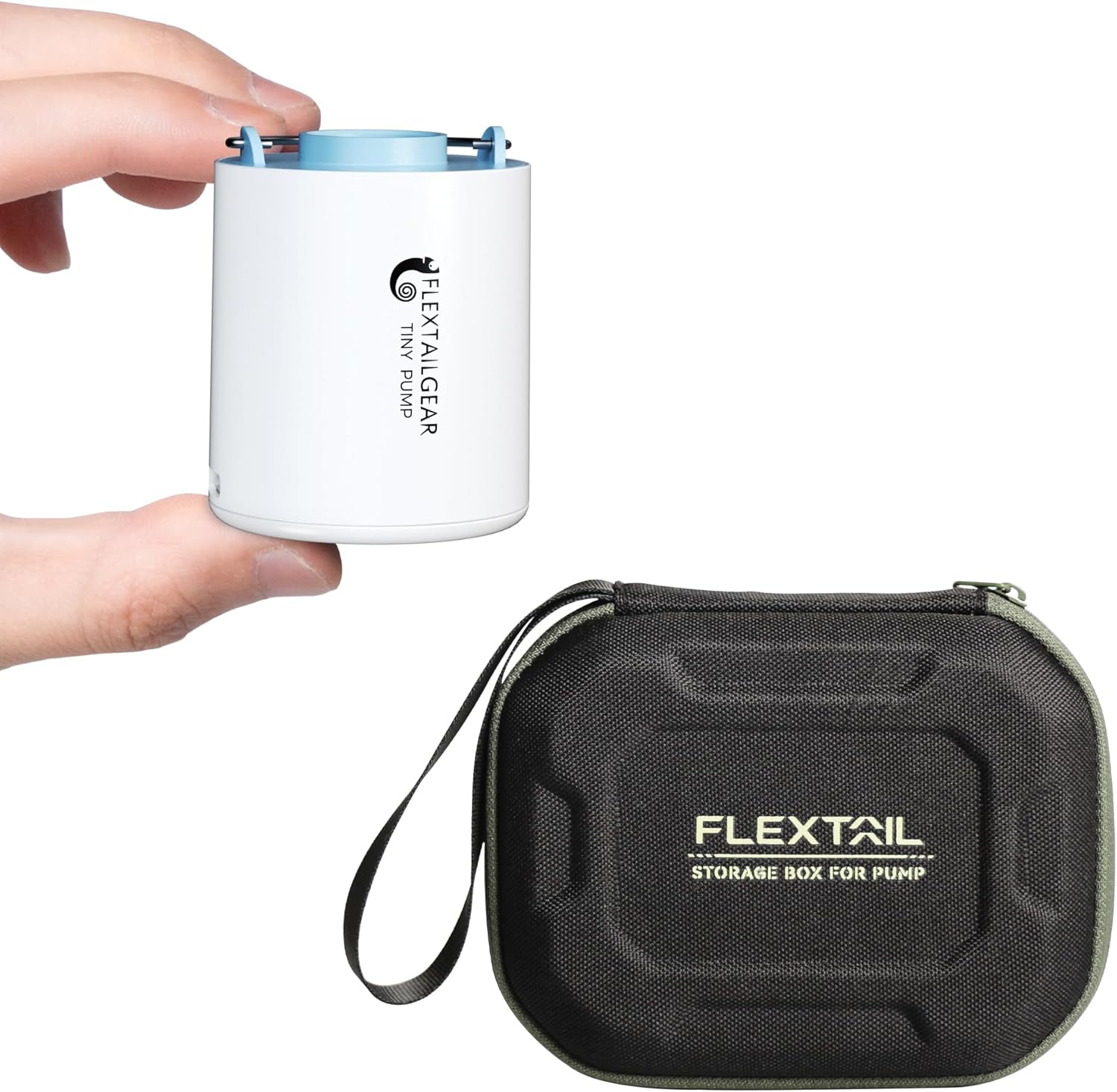 Flextailgear Tiny Air Pump Blue Bundle with Protective Organizer Mini Storage Box