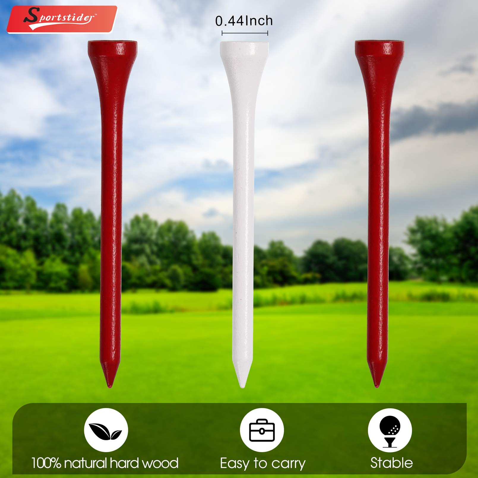 77 Stück Golf-Tees Aus Hartholz – 6 Cm, In über 20 Farben, Biologisch Abbaubar