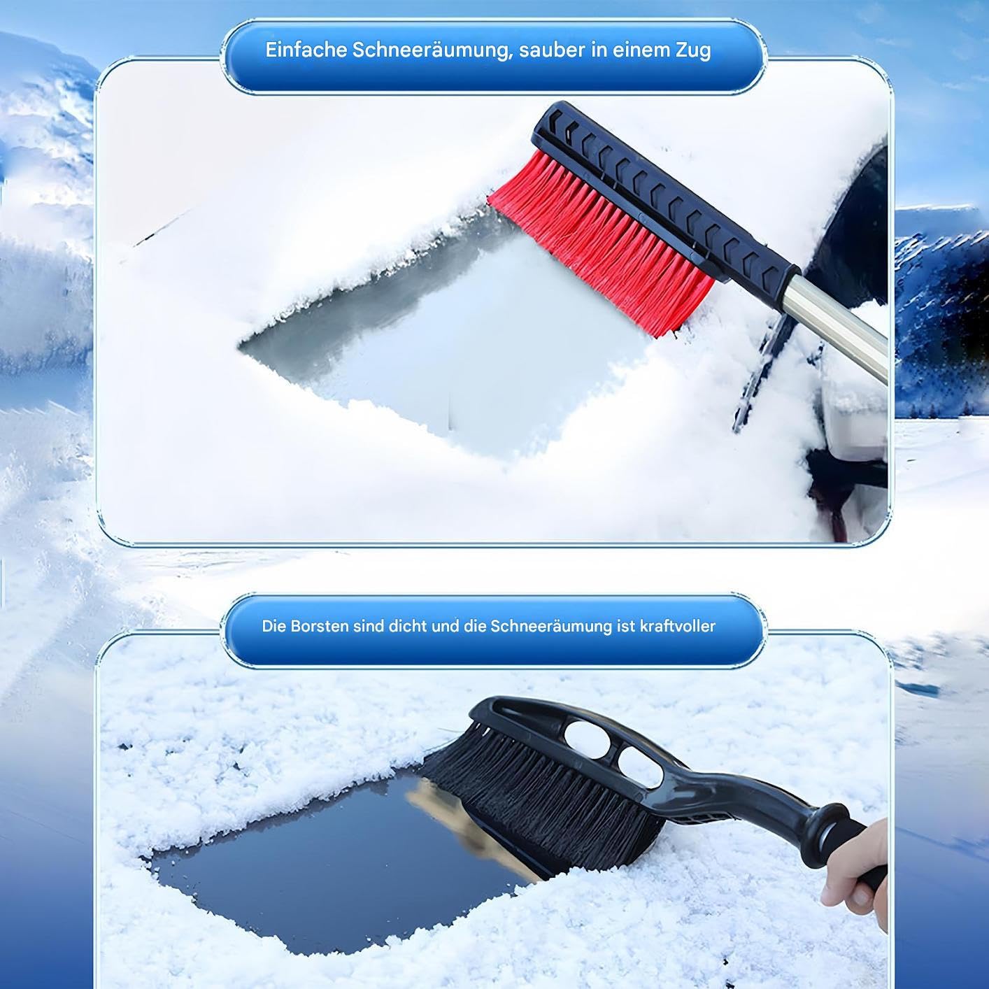 Spazzola Per Neve Impugnatura Ergonomica In Schiuma A Doppia Testa | Raschiatori Per Ghiaccio Telescopici Per Parabrezza Auto Per Pulizia Sicurezza Guida Auto SUV Truck Sedan RV Inverno
