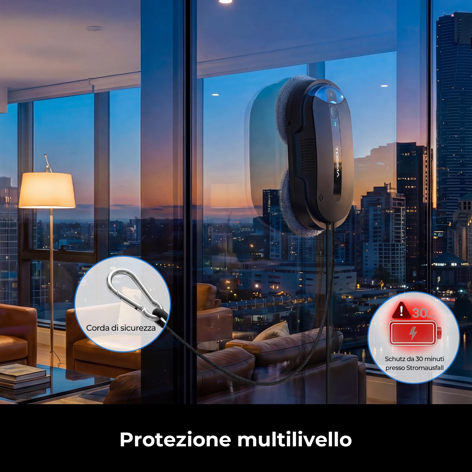 Tosima Robot Lavavetri X1– Lavavetri Elettrico con Doppia Ugello e Spruzzatura a Ultrasuoni, Serbatoio 85 ml con Finestra Visiva, Grandi e Piccole Gancio per tutti i robot accessori per piscina