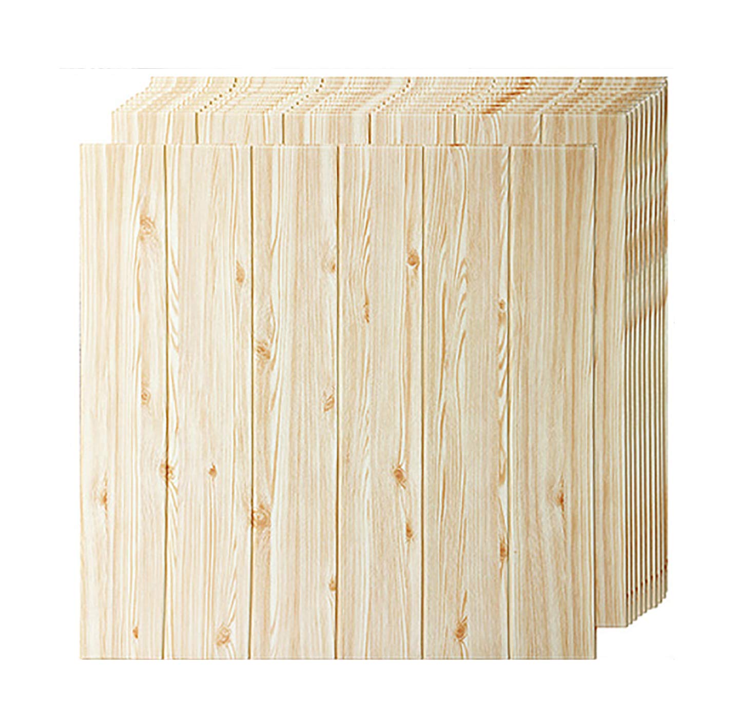 Papier peint 3D brique auto-adhésif lavable texture relief couleur bois lot de 10