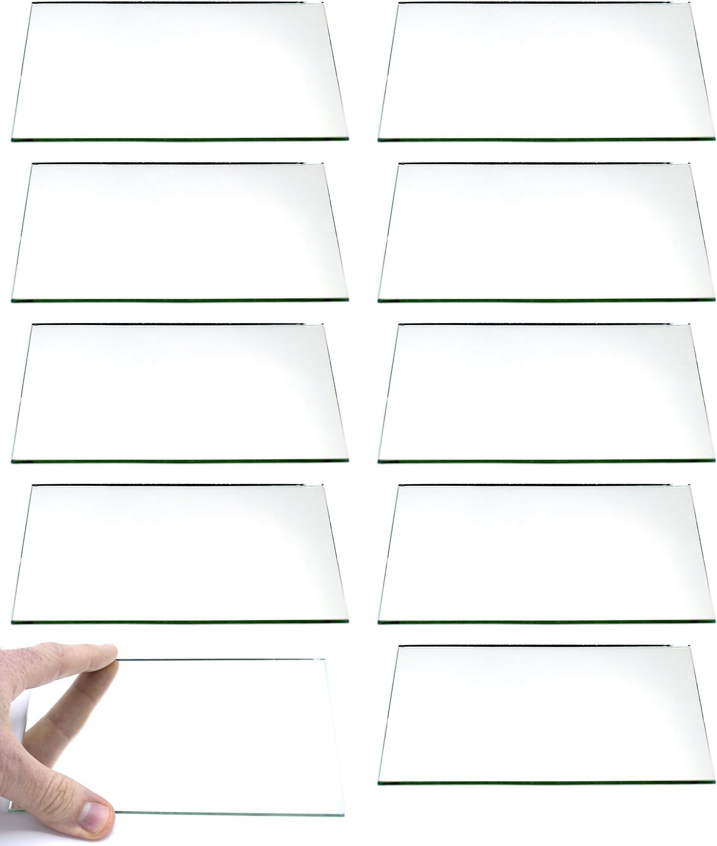 EISCO 10 Pack Rectangular Plano Glass Mirror, 6" x 4" - 2mm Thick Approx.
